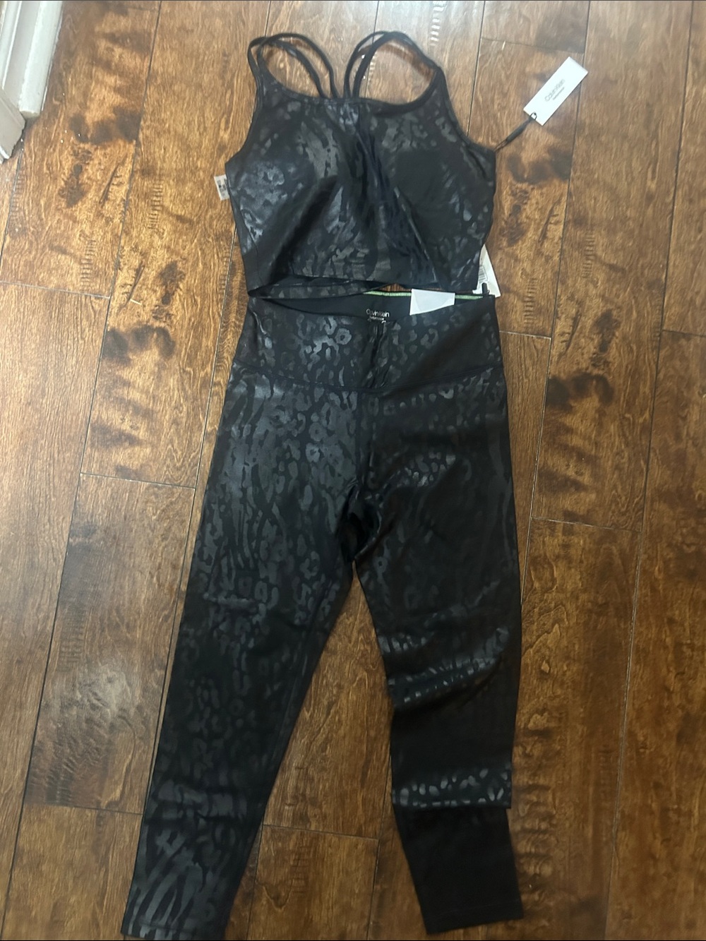 Calvin Klein Performance Black Leopard-Print Women's Bodysuit